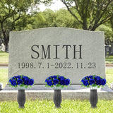 Cemetery Decorations For Grave-18 Blue Silk Memorial Artificial Rose Flower For Headstones Graveyard Graveside Grave Vase Funeral Decorations