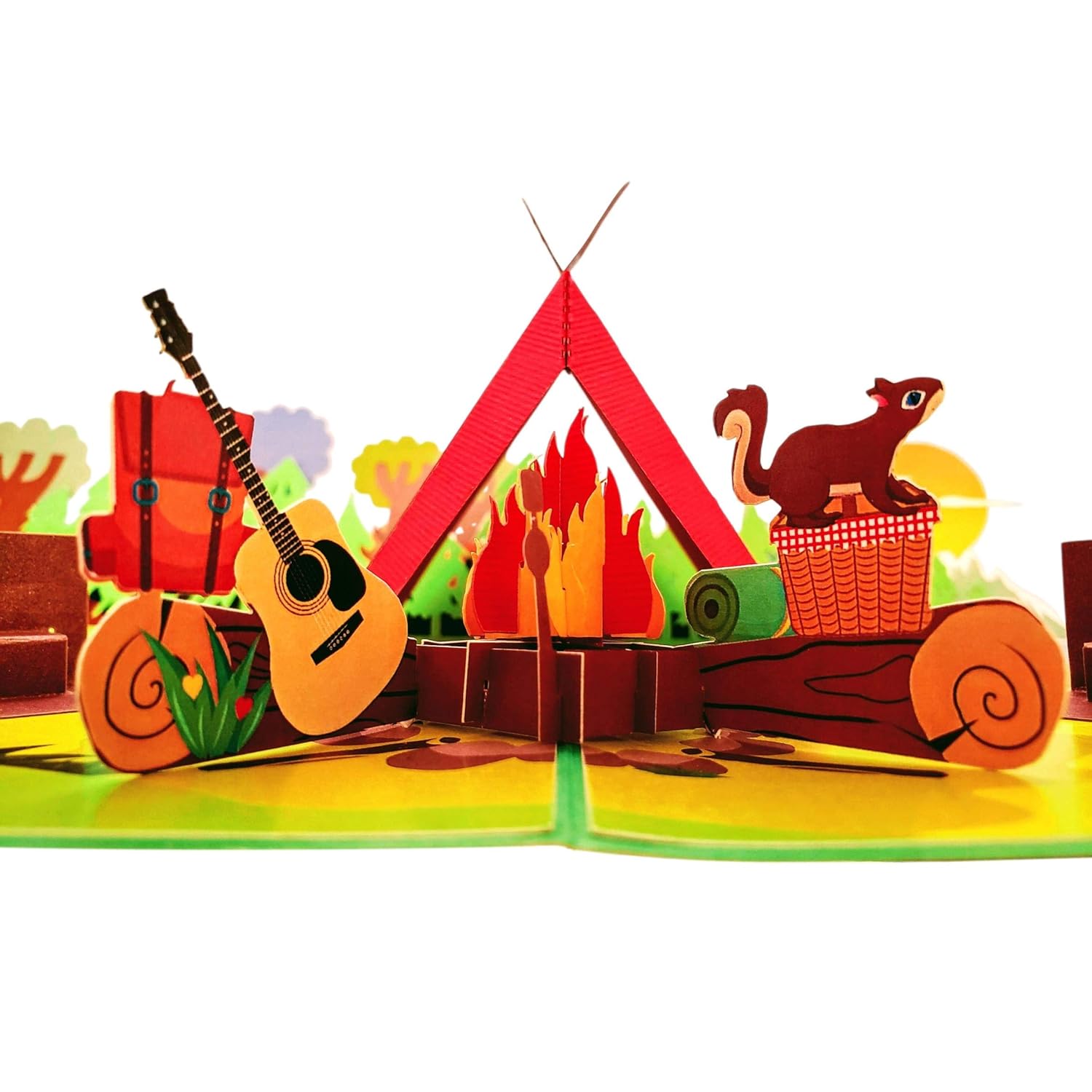 I Love Camping 3D Pop Up Greeting Card – Back To Outdoor Nature Birthday Gift, Awesome Retirement Adventure Present, Happy Family Fishing Trip, Cool Campfire Themed
