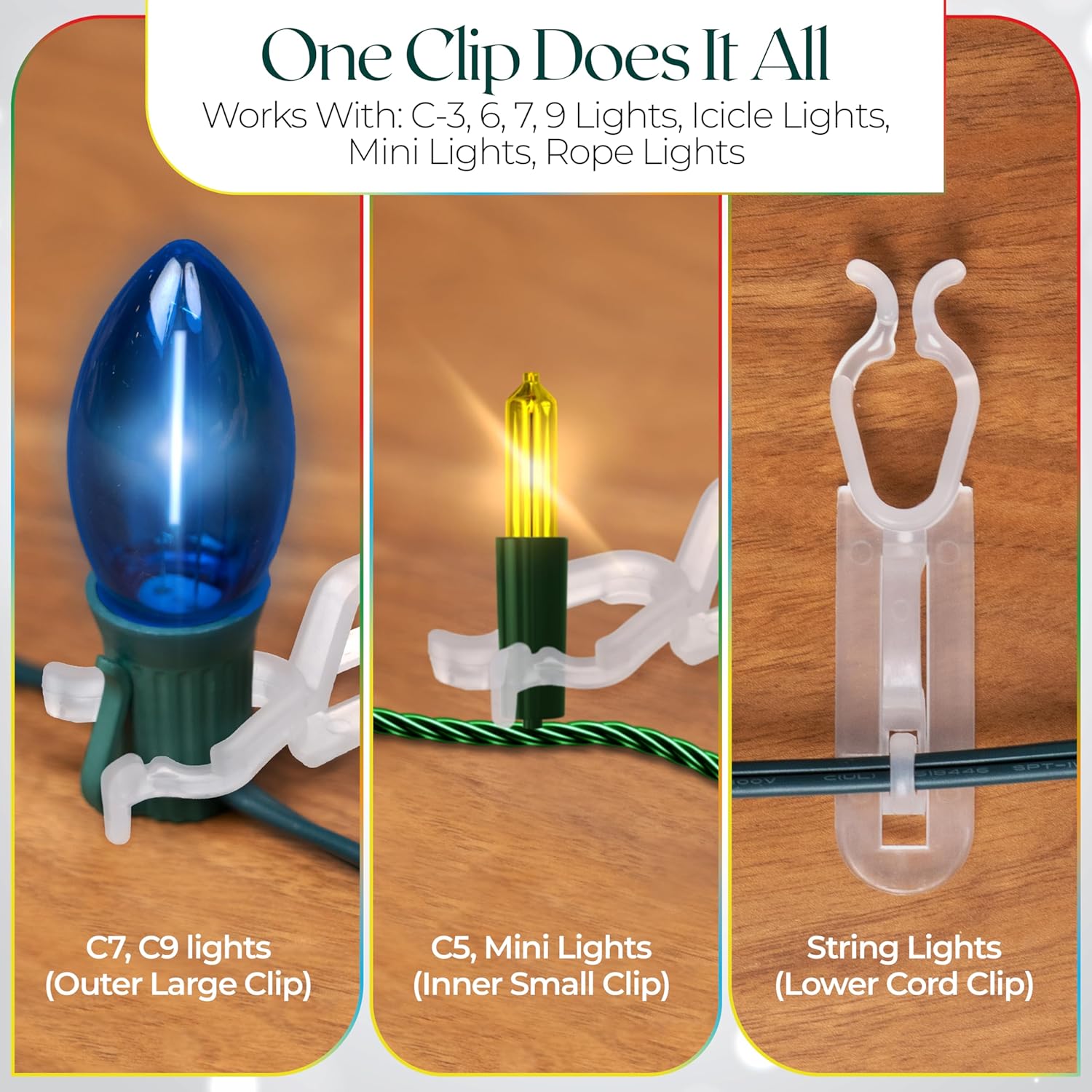 Luna Christmas Light Hanger - All-In-One Clip, Universal Gutter & Shingle, 1000 Pack, Use With C9, C7 & Led Mini Lights
