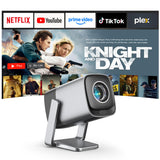 [Compatible With Netflix & Tof Real-Time Focus] Mini Projector With Wifi And Bluetooth, Silver Smart Projector 4K Support, Dolby Audio & Keystone, 210° Rotatable Stand For Home