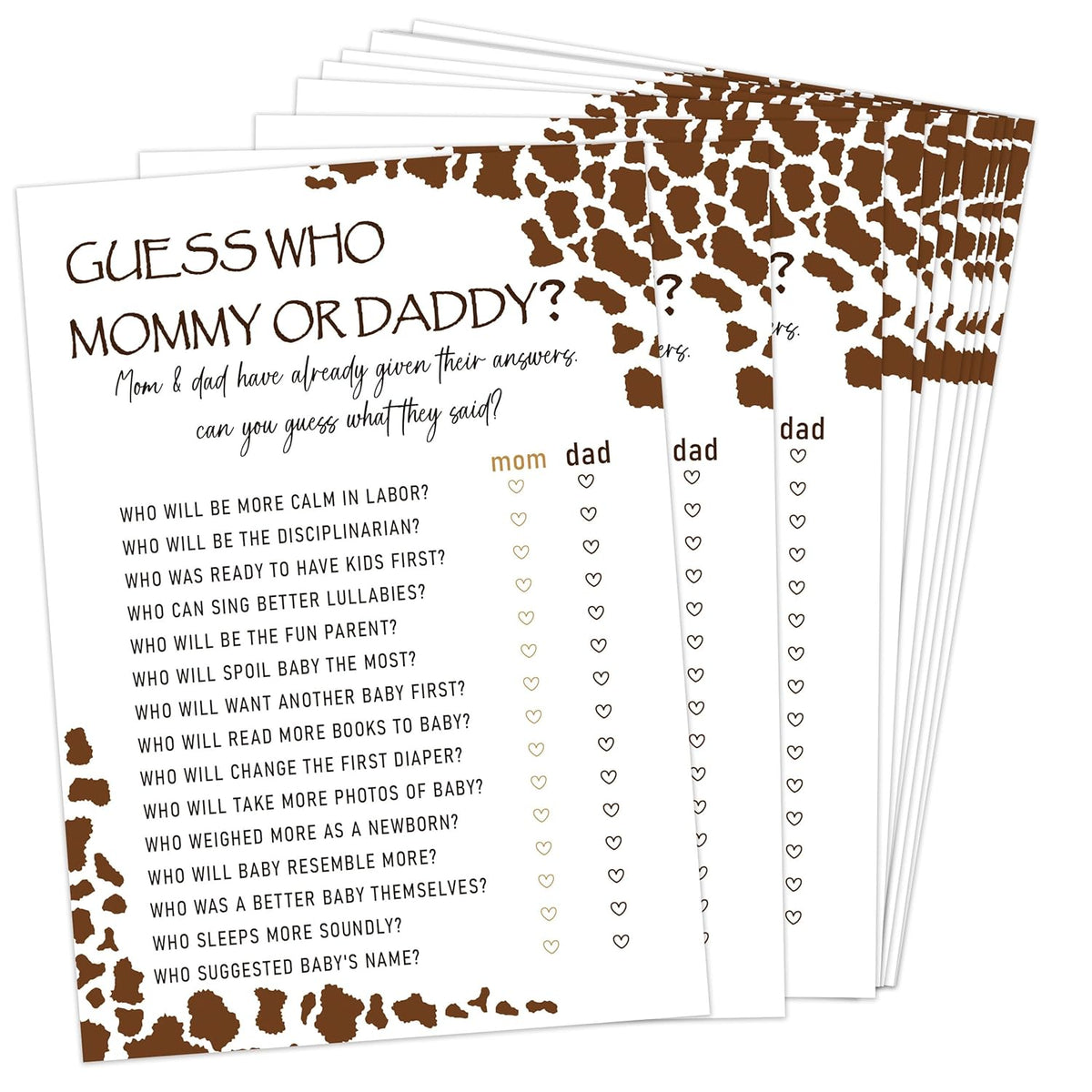 Baby Shower Games - Guess Who Mommy Or Daddy Game For 30 Guests With Game Cards, Gender Reveal Game, Cowboy Baby Shower Supplies (31)