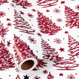 Christmas Wrapping Paper Roll - Mini Roll - Red Foil Christmas Tree Pattern Great For Holiday Gifts, Party And More - 17 Inches X 16.5 Feet