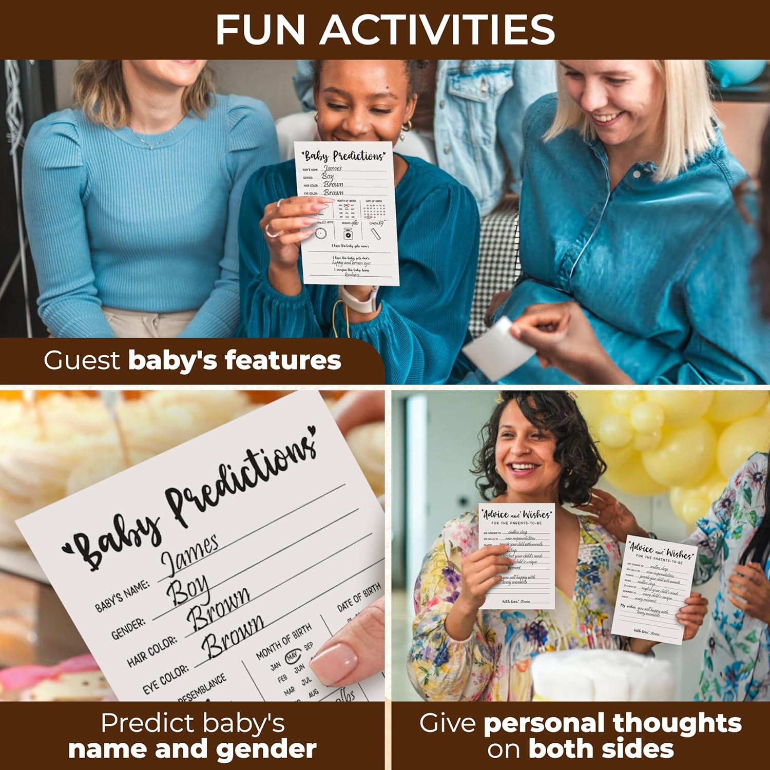 Baby Prediction And Advice Cards For Parents To Be - Advice And Wishes Card Baby Shower Game, Funny Party Games Guessing Activities (5X7)