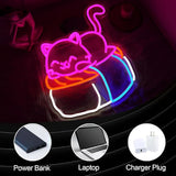 Sushi Cat Neon Sign Dimmable LED Wall Light for Japanese Restaurant Kitchen Café Decor