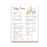 Unicorn Girl Baby Shower Games — Baby Trivia Game — Pack Of 25 — Fun Facts Pink Floral Magical Theme It’S A Girl Couples Shower Activity Sprinkle Sip See G640-Trv