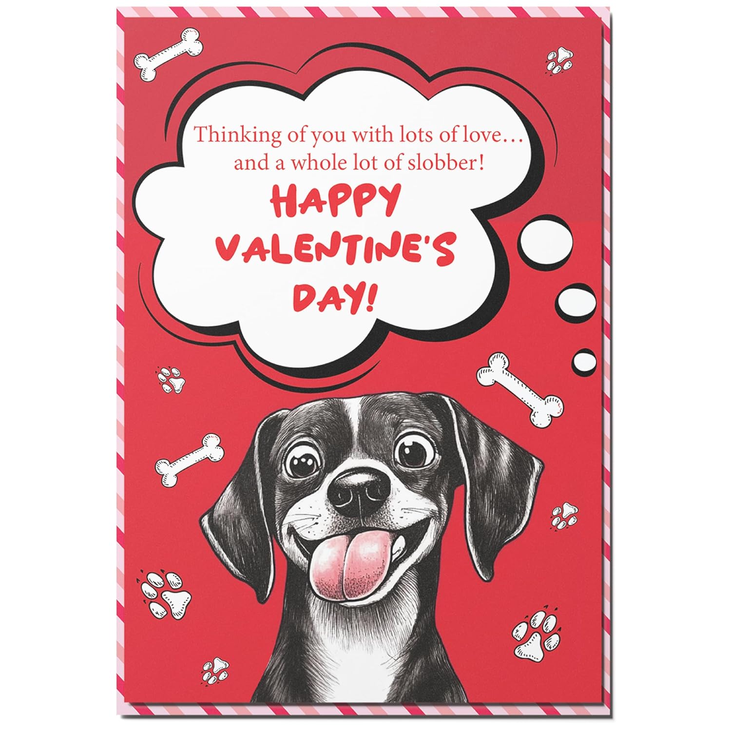 Valentines Day Card From Dog, Dog Valentine Cards For Friend With Envelope And Seal, Express Your Love With Valentine Card From Dog, Blank Inside Dog Valentines Day Card