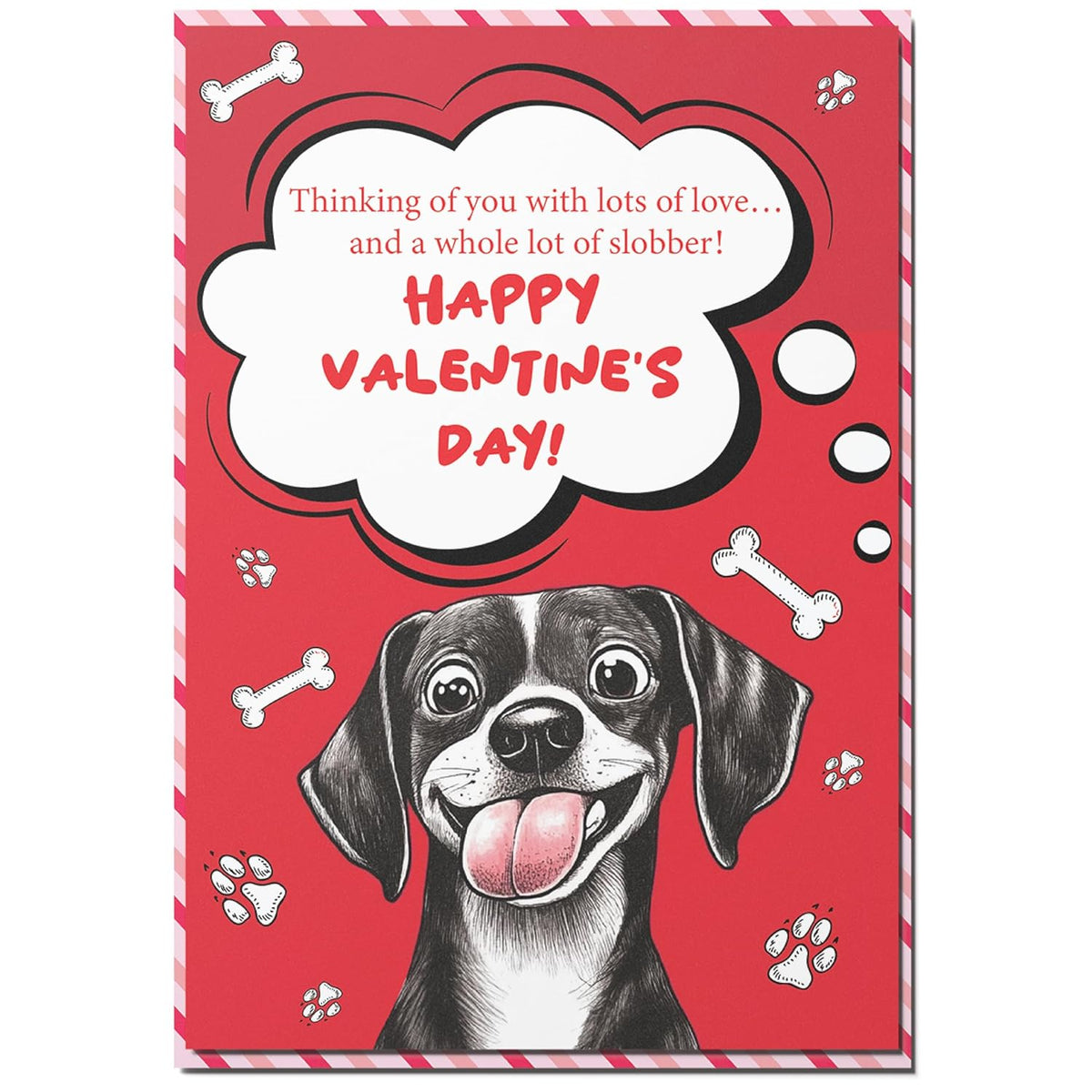 Valentines Day Card From Dog, Dog Valentine Cards For Friend With Envelope And Seal, Express Your Love With Valentine Card From Dog, Blank Inside Dog Valentines Day Card