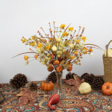 6 Pcs 17 Inch Fall Floral Stems Artificial Autumn Flower Picks Pumpkin Sticks Branches With Pip Berries For Thanksgiving Day Harvest Festival Centerpieces Flower Arrangements Diy Crafts