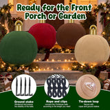 4 Pcs 32 Inch Giant Velvet Inflatable Christmas Balls, Extra Large Blow Up Pvc Ornaments, Flocked Oversized Christmas Ba