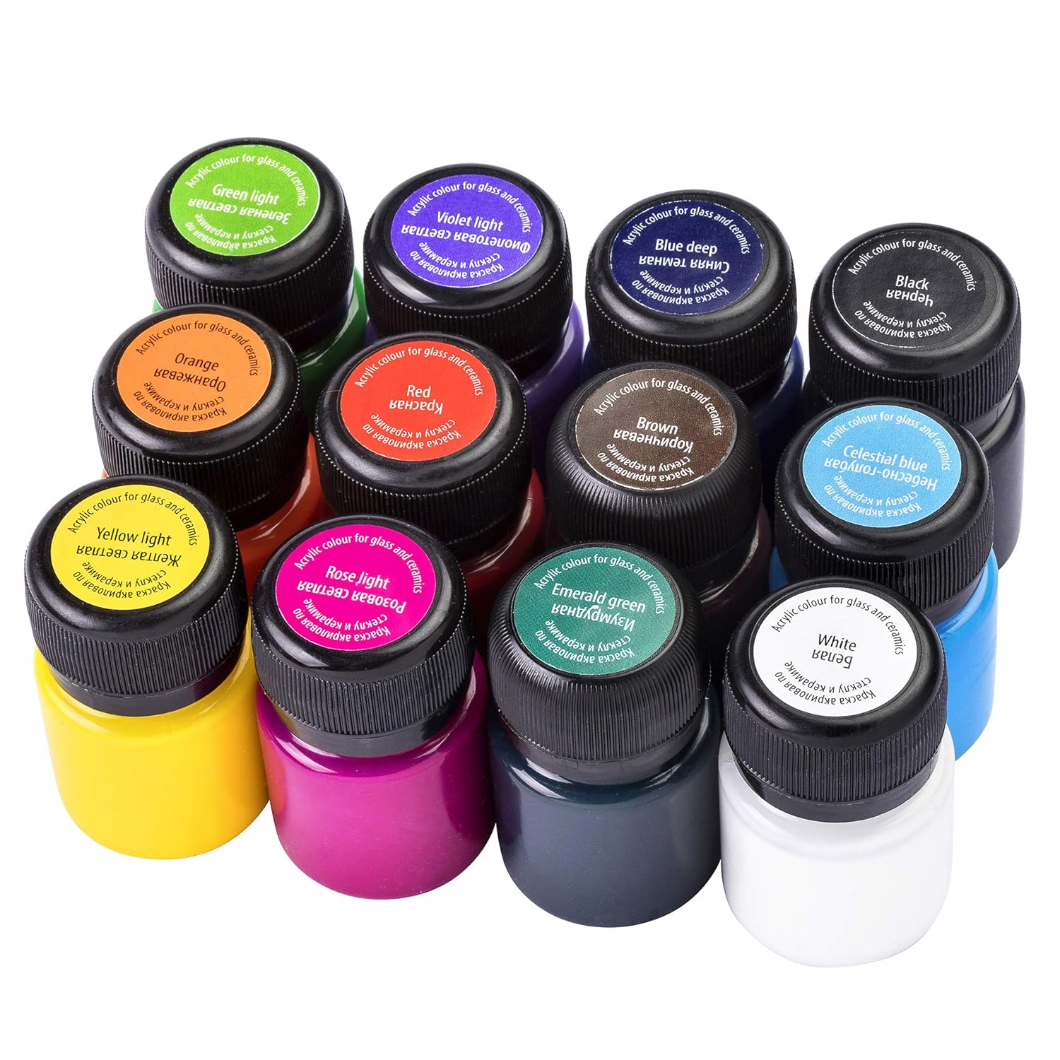 Porcelain And Ceramic Paint Set – 12 High-Pigment, Opaque, Lightfast Colors (20Ml) – Works On Dark & Light Surfaces – Diy & Professional Use By Nevskaya Palitra