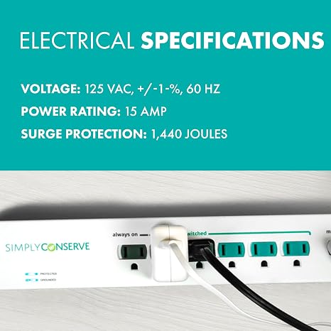 SC73T1 Power Strip Surge Protector Multiple Outlets White Extension Cord
