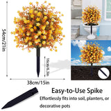 Fall Orange Artificial Flowers With Ground Stakes - 2 Pack 21 Inch Uv Resistant Artificial Plants For Garden, Patio Or Porch Thanksgiving Decorations