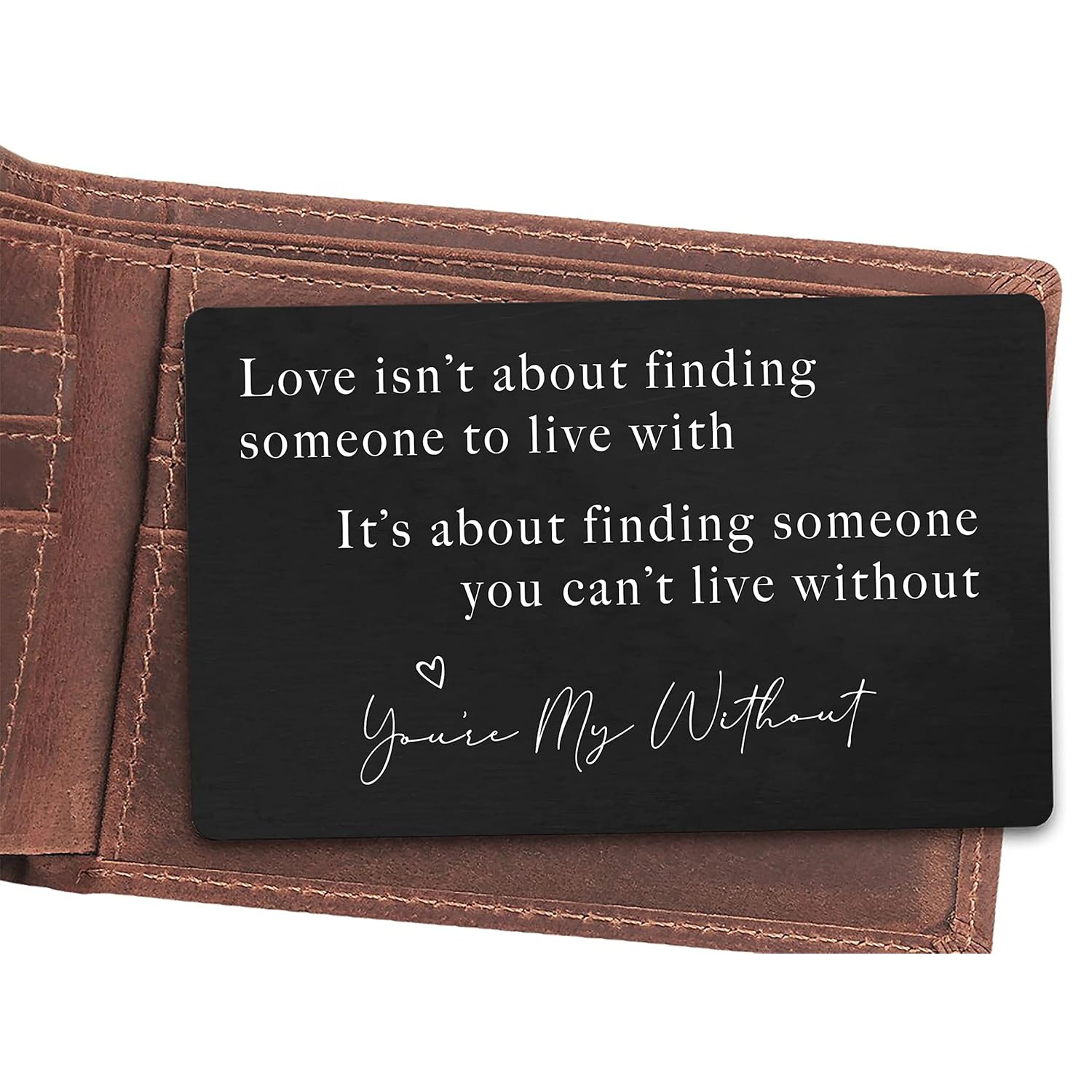 Valentine’S Day Gift For Boyfriend Husband Hubby Fiancé From Girlfriend Wife-Sentimental Engraved Wallet Insert Card Decor -Love Isn'T About Finding Someone-Wedding Christmas Birthday Gifts For Men