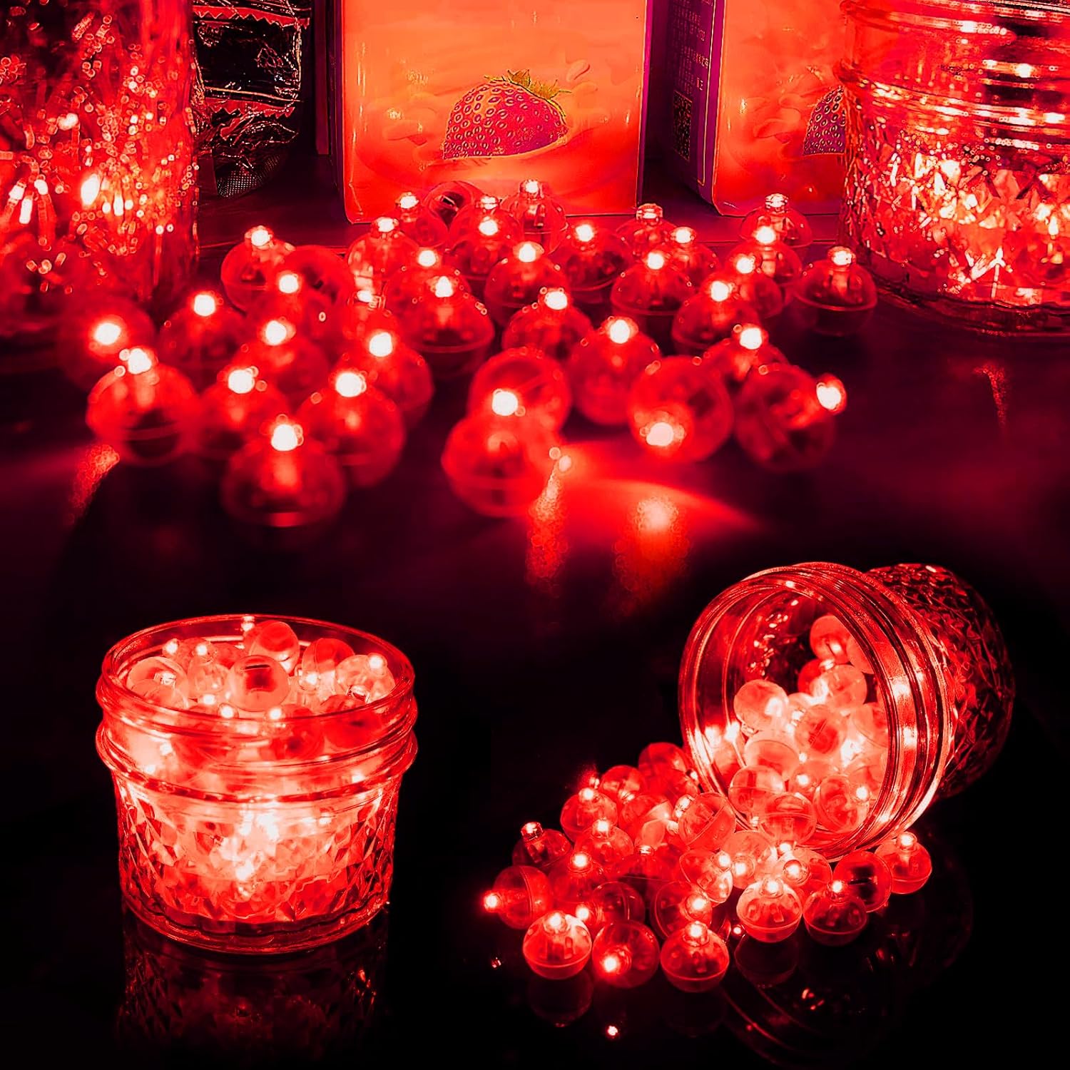 Red Led Balloon Lights, 100Pcs Mini Round Balls Lights Long Standby Time Flash Ball Lights For Balloon Paper Lantern Led