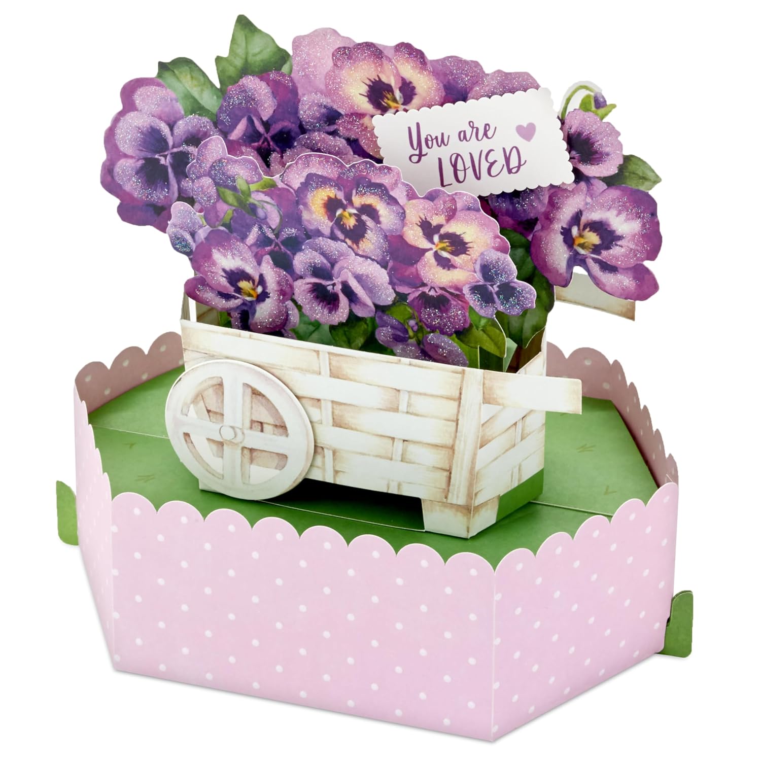 Hallmark Paper Wonder Mother's Day Pop Up Card (Cart of Pansies) for Birthday for Her, Spring, Any Occasion