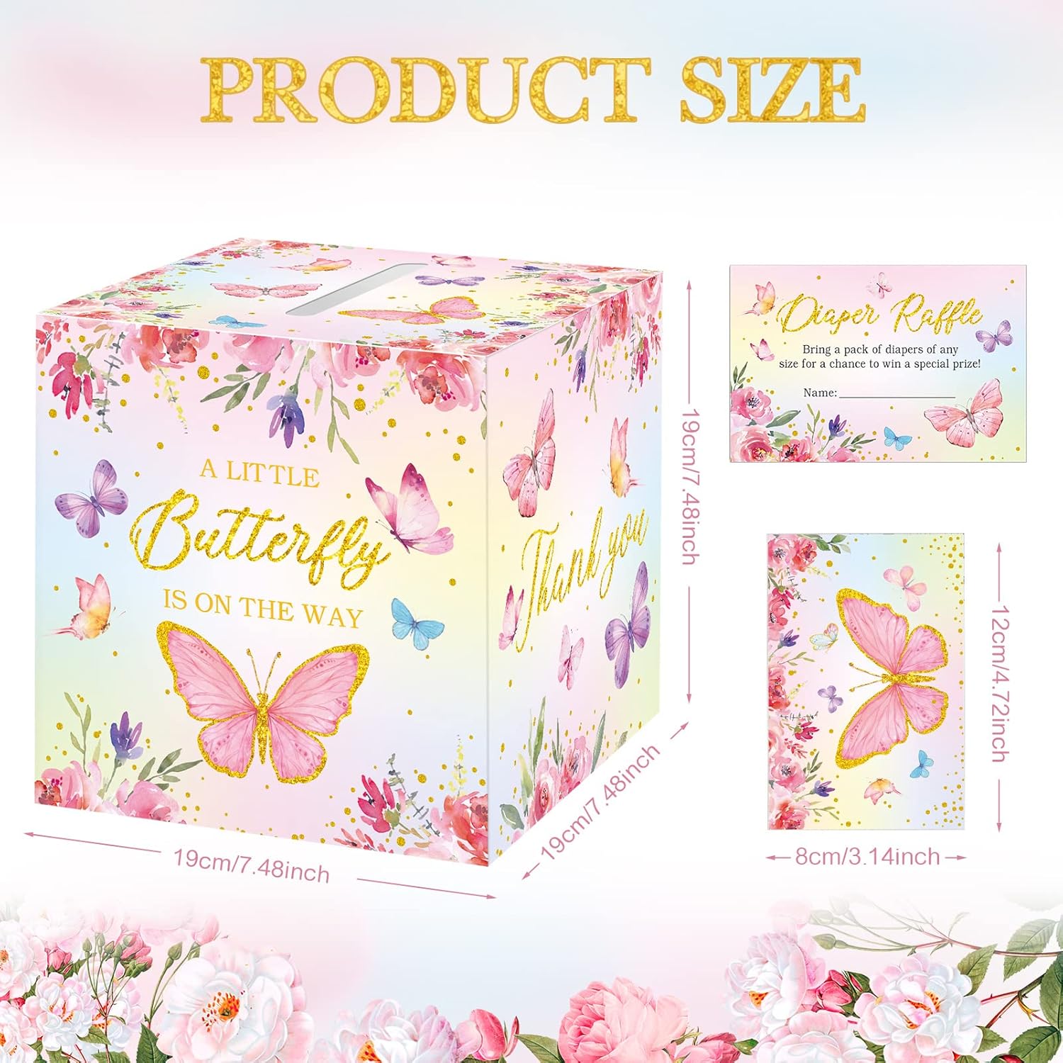 51 Pieces Butterfly Diaper Raffle Tickets With Diaper Baby Shower Raffle Card Box For Baby Shower Decor Gender Reveal Table Centerpiece Game Activity A Little Butterfly Is On The Way
