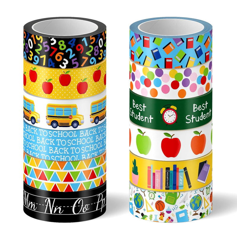 12 Rolls Back To School Washi Tape First Day Of School Colorful Washi Masking