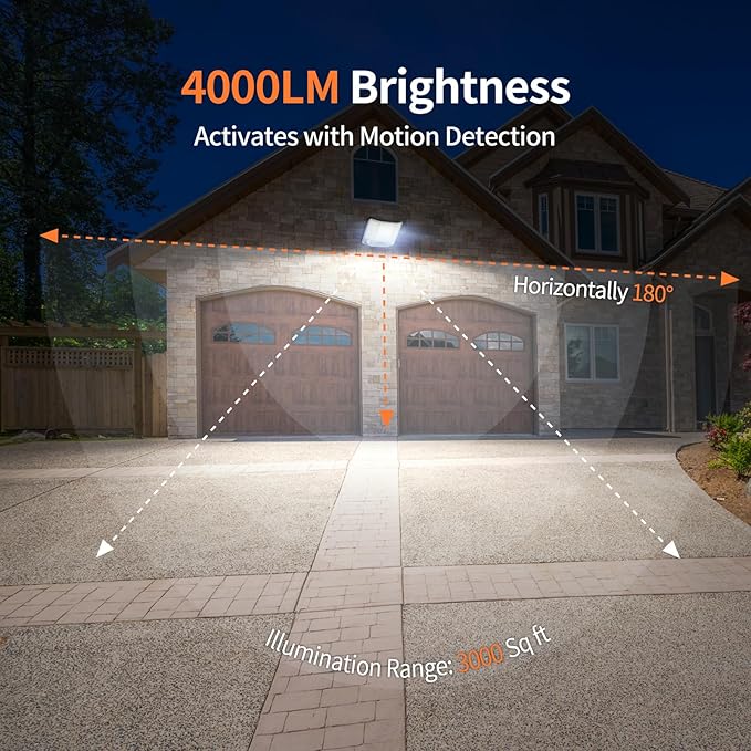 4000LM Solar Flood Lights Outdoor Waterproof Dual Motion Sensor Security Lights with Remote