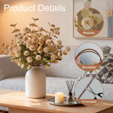 Flowers Artificial For Decoration,12Pc Silk Fake Mums + Eucalyptus Stems Adjustable Artificial Flowers Indoor Faux Dried Flowers For Vase Fillers Floral Arrangements Flower Centerpieces For Tables.