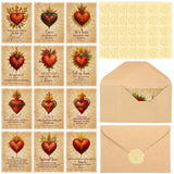 24 Sets Religious Vintage Valentines Cards Catholic Greeting Card With Brown Envelope Gold Sticker Heart And Cross Bulk Exchange Gifts For Godmother Goddaughter Church Couple Friends