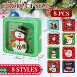 8 Pcs Christmas Cookie Tins With Lids Large Cookie Boxes Metal Empty Tins Santa Tinplate Xmas Gift Box For Christmas Holiday Candies Treats Storage Container(Classic)