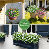 24 Bundles Artificial Flowers For Outdoors, Uv Resistant Eucalyptus Fake Flowers Shrubs Greenery Plastic Plants For Garden Porch Window Box Farmhouse Indoor Home Decor, White