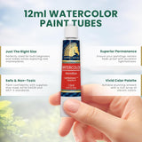 Watercolor Paint Set - 24 X 12Ml Tubes - Lightfast - Vibrant Colors - Excellent Transparency - Kit For Vivid Watercolors Painting - Professional Artist Paint Supplies
