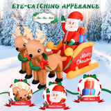7 Ft Christmas Inflatable Decorations Santa Claus Sleigh With 2 Reindeer & Present With Built-In Led Lights, Blow Up Yar