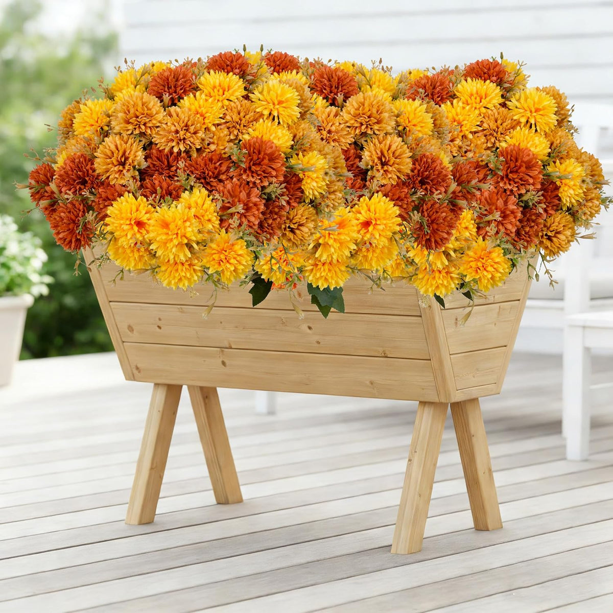 Faux Florals Plants 12 Mum Stems With 72 Silk Flowers, Fake Flowers Artificial Chrysanthemum Florals, For Rooms Outdoor Front Porch Planters Outside Pots Boxes