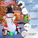 Christmas Inflatables 6Ft Snowman Outdoor Yard Decorations, Christmas Blow Up Snowman With Penguins And Giftboxes, Built