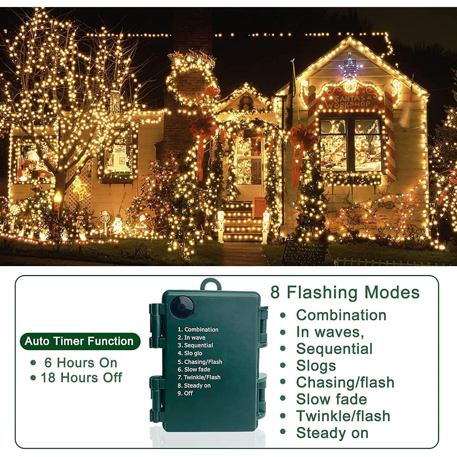 2 Pack Christmas Mini String Lights Decor Warm White Total 33 Ft 100 Led Timer 8 Modes Battery Operated Waterproof Each