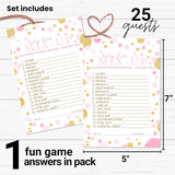 Twinkle Little Star Baby Shower Games For Girls - Word Scramble - Fun Gender Reveal Games For Guests - Royal Princess Theme In Pink And Gold - 25 Cards