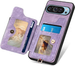 Pixel 9/9 Pro Wallet Case, PU Leather Flip, RFID Blocking, Kickstand - Purple