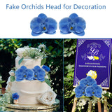 Artificial Flower Heads - 20 Pcs Fake Orchid Flowers Heads Faux Butterfly Heads For Hair Accessories Wedding Favors Cakes Decoration Wreaths - Blue