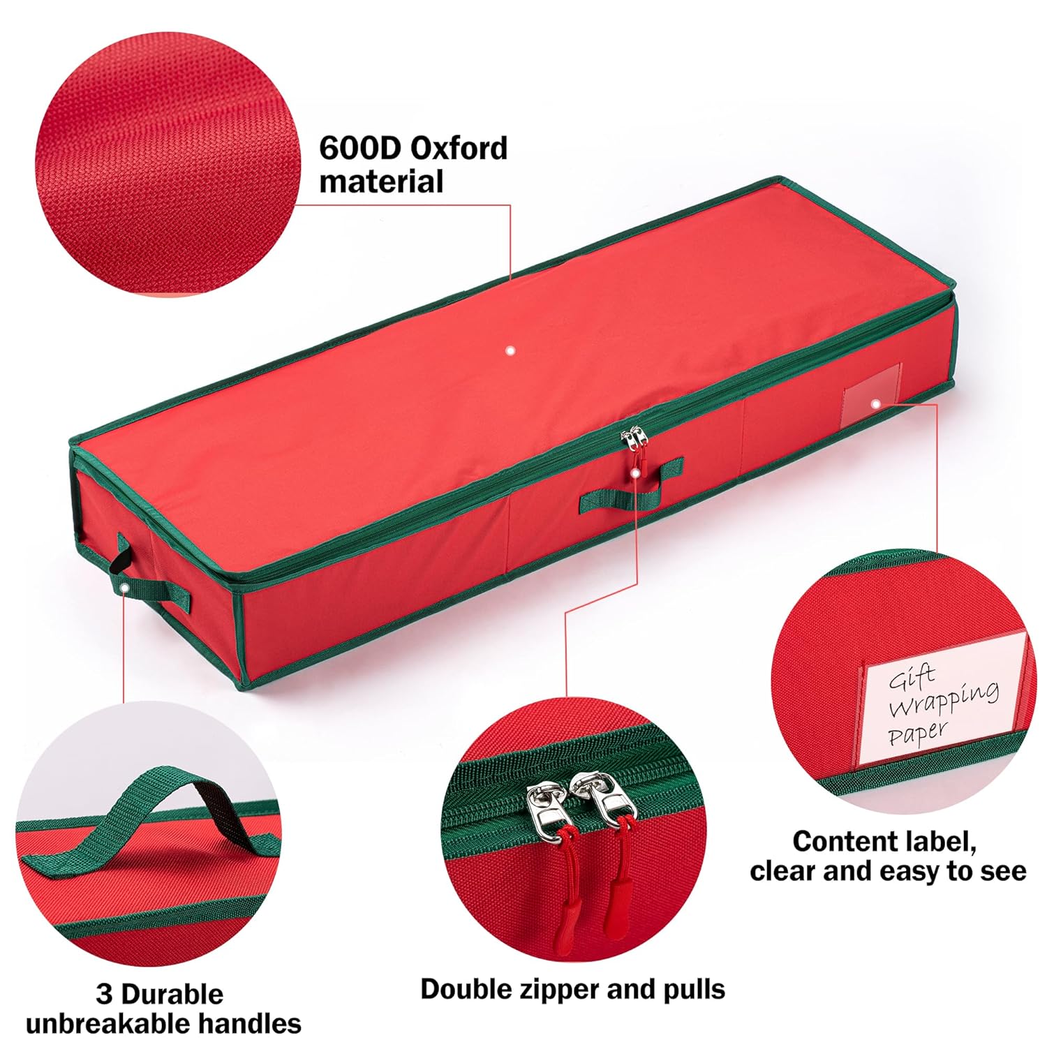 Wrapping Paper Organizer Storage For Christmas Gifts Wrapping Pape, Fits Ribbon, Ornaments, Holiday Accessories, 40"