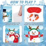 Christmas Pin Games Reusable Pin The Nose On Snowman Game Set Include 2 Diy Snowman 1 Xmas Poster 24 Carrot Nose Stickers 2 Blindfold For Winter Holiday Party Game Activities Supplies