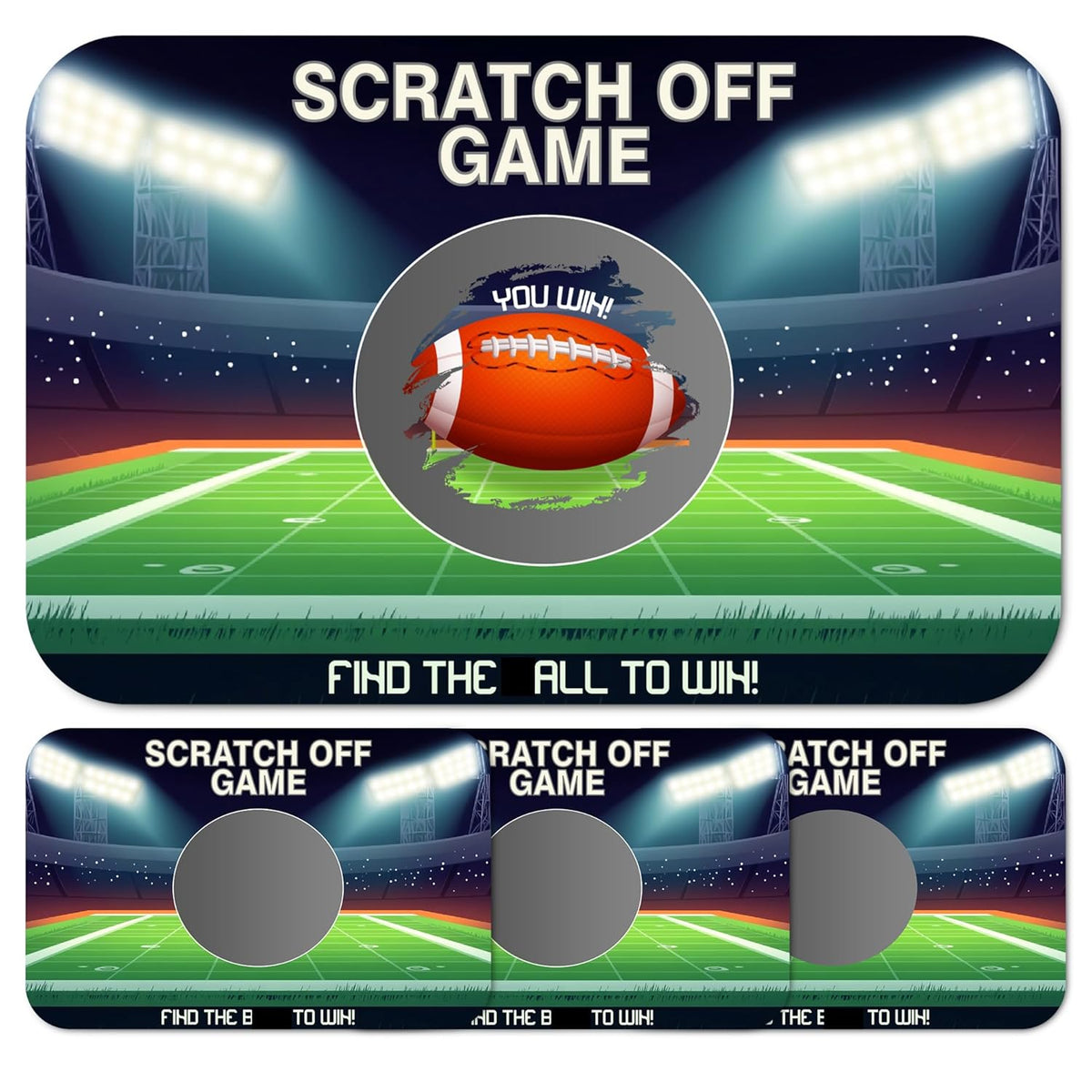 Football Scratch Off Games, Sports Lottery Card Ice Breaker For Rugby Football Lover Party, 50 Sets With Stickers