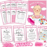 Baby Shower Games For Girl, 12 Baby Shower Games For 50 Guests, Coed Pink Girl Sprinkle Party Prize Gifts Fun Idea Kit Set Bundle