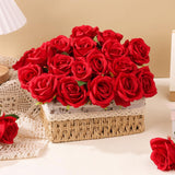 50 Pcs Artificial Red Rose Bluk Fake Flowers With Stem Realistic Silk Roses Bouquet Coffee Table Decor Flower Arrangement For Wedding Centerpieces Home Office Farmhouse Holiday Decorations