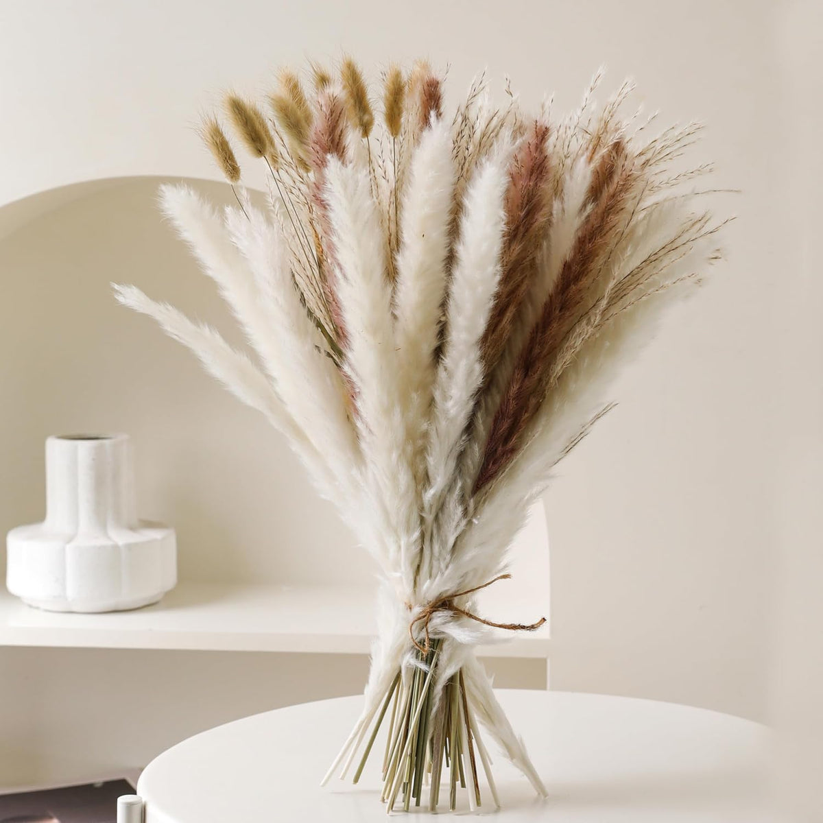Dried Pampas Grass Decor, Natural Dried Flower Bouquet Rustic Boho Decor For Home Decor Indoor, Bedroom, Wedding, Or Gift