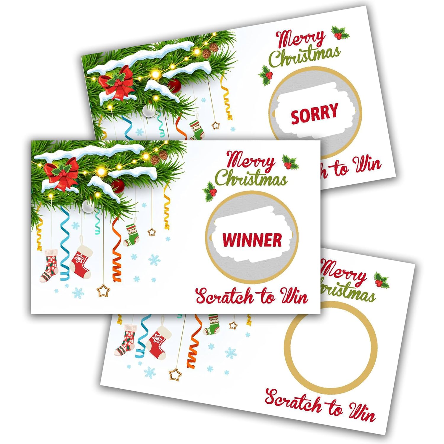 Christmas Scratch Off Cards - 40 Pcs Win Game With Sticker, Funny Holiday Party Game, Christmas Scratch Games, Party Supplies, A04