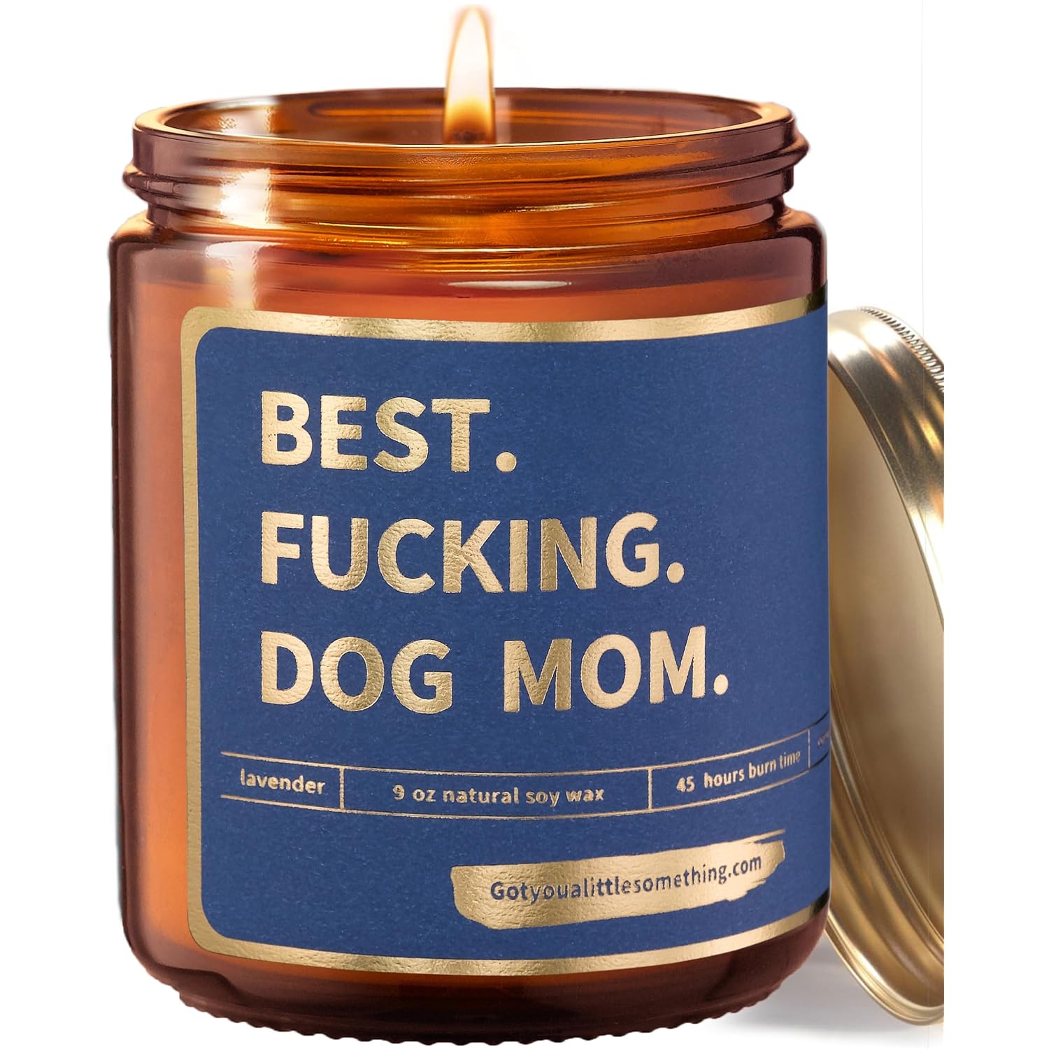Best Dog Mom, Funny Lavender Vanilla Scented Candle, 100% Soy Wax | Dog Mom Gifts For Women For Birthday | Friendship Present Idea For Animal Pet Lovers | New Puppy Fur Mama Birthday Gift From Dogs