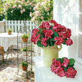 6Pcs Artificial Geranium Bush Decorative Silk Flower Artificial Plant For Outdoors Or Indoor (Wine Red)