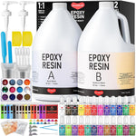 2 Gallon Epoxy Resin Kit With Pump, Resin Pigment, Mica Powder, Gold Foil, Cups & Stick, Crystal Clear Resin Beginner Supplies For Coating Casting Table,Molds,Jewelry Making, Diy Art Craft