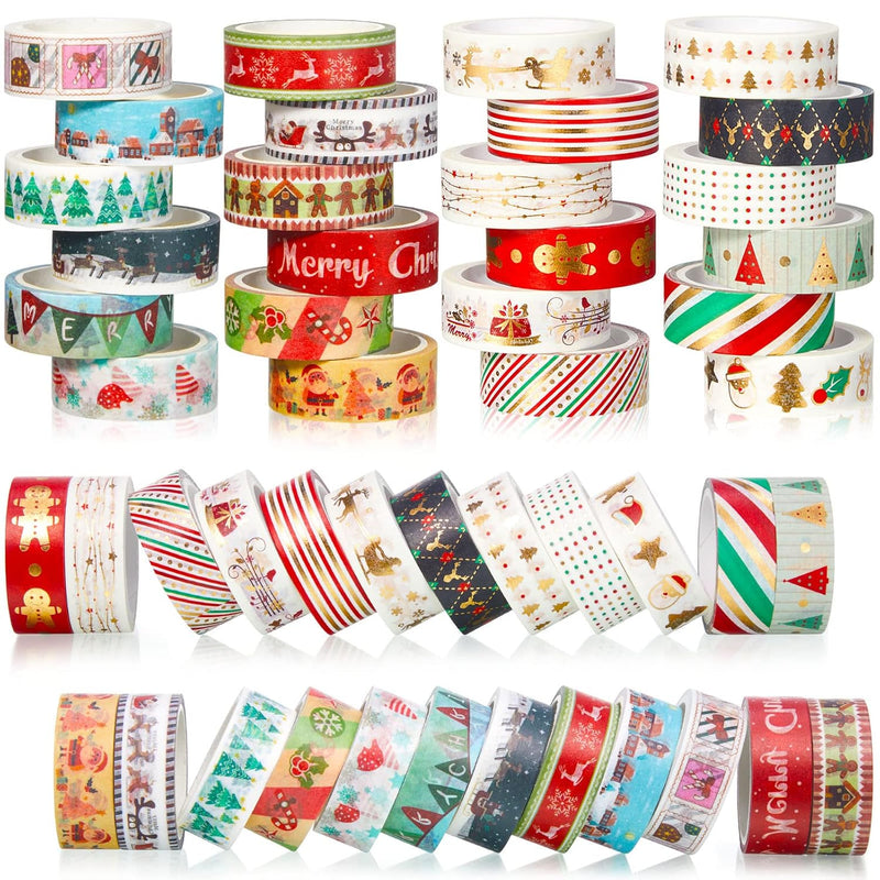 24 Rolls Christmas Washi Tape Gold Foil Decorative Washi Tape 15 Mm Wide Chris