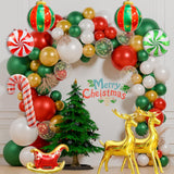 130Pcs Christmas Balloon Garland Arch Kit, With Gold Red Green White Balloons Candy Balloon Sequin Balloons Moose Sleigh Balloon For Christmas Party Decorations Supplies (23"Set)