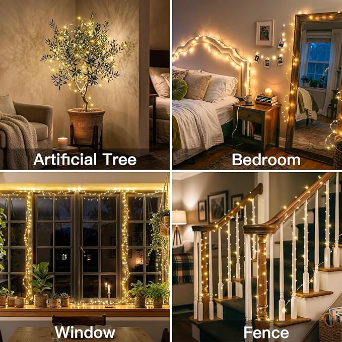 66FT Battery Operated Fairy Lights 200 LED Warm White String Lights with Remote for Bedroom Patio Wedding Decor