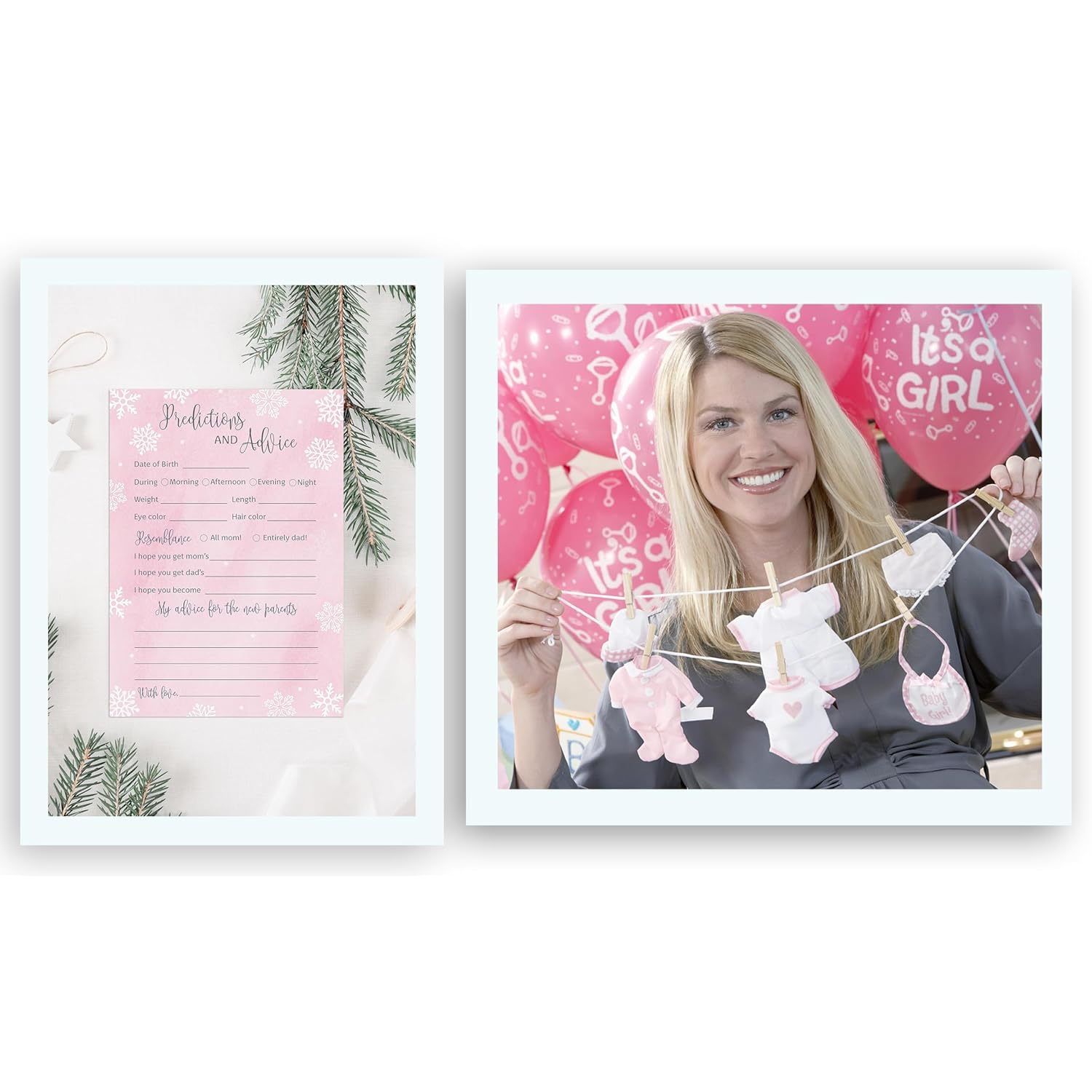Snowflakes Prediction And Advice Cards - Pack Of 25 - Winter Wonderland Pink Girl Baby Shower Game, Wishes For Mommy & Daddy Message Baby It’S Cold Outside Activity Keepsake Frost Holiday G780-Pdav