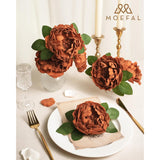 16Pcs Burnt Orange, Terracotta & Orange Peony Artificial Flowers, Realistic Fall Foam Flowers With Stems For Autumn Wedding Bouquets, Dly Centerpieces & Home Decor