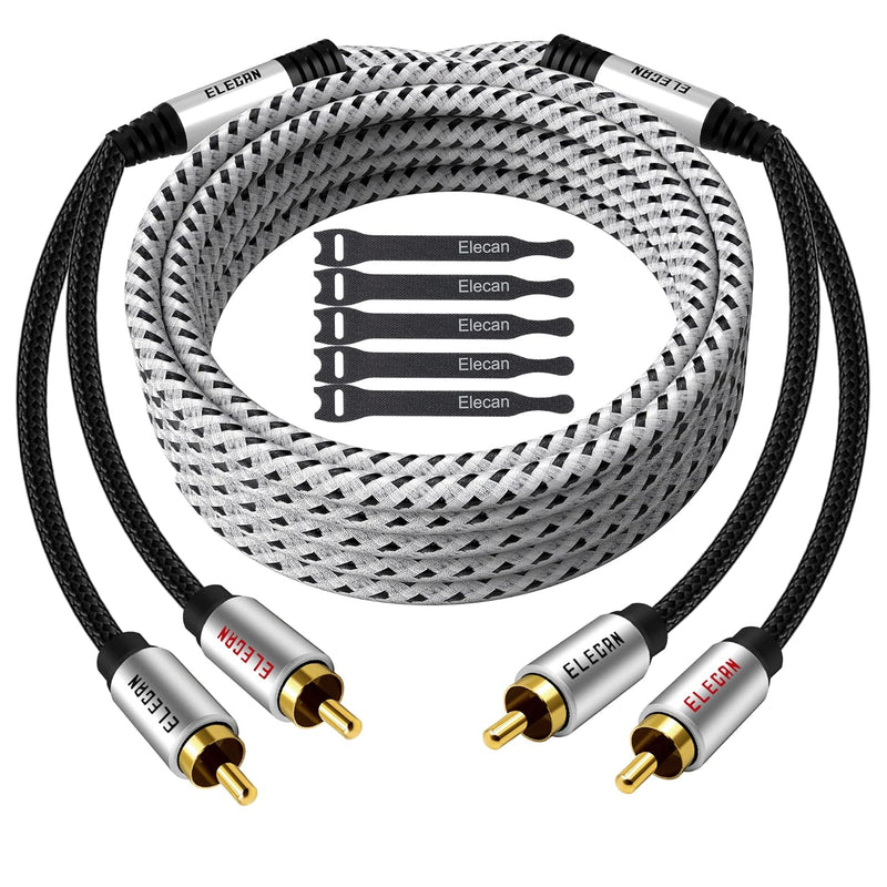 Premium Rca Cable 15 Ft (Hi-Fi Sound-16 Awg-Shielded) 2 Rca Male To 2 Rca Male